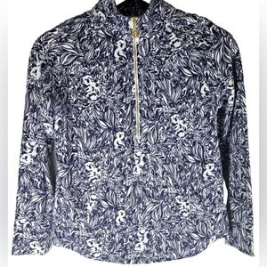 LILY PULITZER pulloverNavy Koala Print-With front pockets & gold front zipper